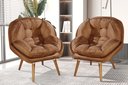 Ver imagem 1 de Kit de 2 Poltronas Sênior Suede Premium C/ Pés em Madeira:terracota