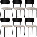 Ver imagem 1 de Kit 06 Cadeiras para Sala de Jantar Melina L02 Couríssimo Preto Linho Cru - Lyam Decor