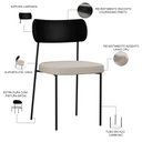Ver imagem 4 de Kit 06 Cadeiras para Sala de Jantar Melina L02 Couríssimo Preto Linho Cru - Lyam Decor