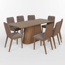 Ver imagem 2 de Conjunto Sala de Jantar Mesa com Tampo 100% MDF Marrom/Nature/Corano Caramelo/Cacao