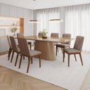 Ver imagem 1 de Conjunto Sala de Jantar Mesa com Tampo 100% MDF Marrom/Nature/Corano Caramelo/Cacao