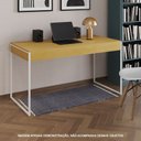 Ver imagem 1 de Escrivaninha Industrial Madeira Padrão Office Canela Malta 137x53cm com Base em Ferro Branco