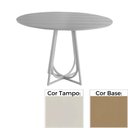 Ver imagem 1 de Mesa de Jantar Redonda 70cm Mh-5299 Madeira Laca Fosca Off White Base Bronze