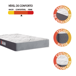 Colchão Solteiro Espuma Egito 88x188x19cm Cinza / Branco Portobel - Suporta até 100kg por Pessoa - 2
