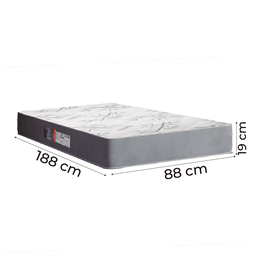Colchão Solteiro Espuma Egito 88x188x19cm Cinza / Branco Portobel - Suporta até 100kg por Pessoa - 1