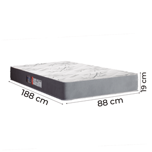 Colchão Solteiro Espuma Egito 88x188x19cm Cinza / Branco Portobel - Suporta até 100kg por Pessoa