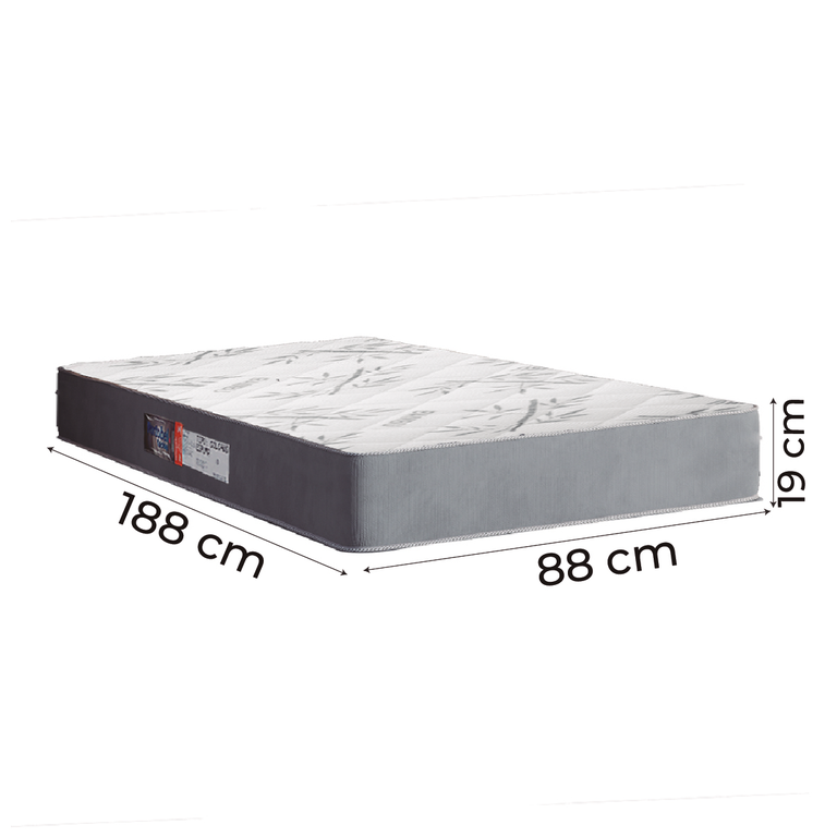 Colchão Solteiro Espuma Egito 88x188x19cm Cinza / Branco Portobel - Suporta até 100kg por Pessoa