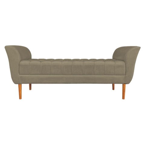 Calçadeira Recamier Casal 1,50m Londres Veludo Cappuccino - Pallazio