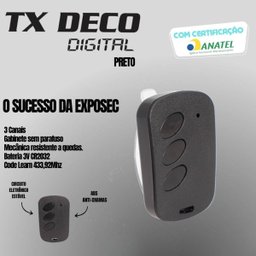 Kit com 10 Controles Tx Deco Digital Preto - Ipec - 3