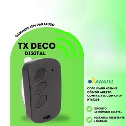 Kit com 10 Controles Tx Deco Digital Preto - Ipec - 5
