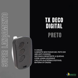 Kit com 10 Controles Tx Deco Digital Preto - Ipec - 2