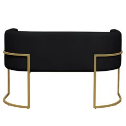 Namoradeira 2 Lugares Decorativa Luana Base Gold Veludo Preto - Montanaris Decor Md Montanaris Decor - 2
