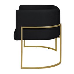 Namoradeira 2 Lugares Decorativa Luana Base Gold Veludo Preto - Montanaris Decor Md Montanaris Decor - 3