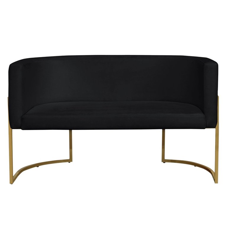 Namoradeira 2 Lugares Decorativa Luana Base Gold Veludo Preto - Montanaris Decor Md Montanaris Decor