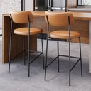 Ver imagem 2 de Kit 04 Banquetas Altas para Cozinha Lila Estofada com Encosto Couríssimo Whisky - Abmaza