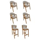 Ver imagem 1 de Kit 4 Cadeiras de Jantar Helen Madeira Maciça com 2 Banquetas Ana Premium Linho - Bege