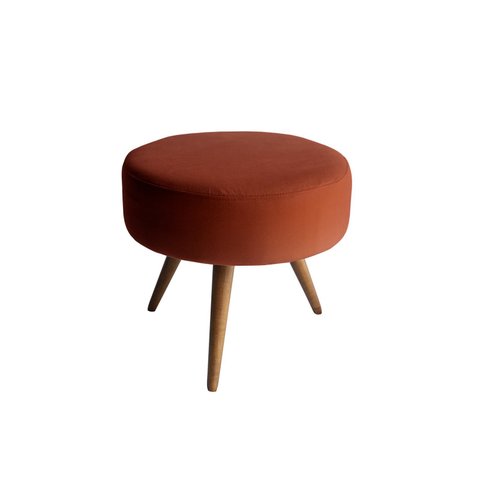 Puff Decorativo Redondo Pés Palito Suede Cor:Suede - Terracota