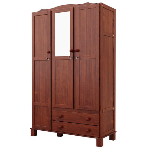 Guarda Roupa Clean com 3 Portas 2 Gavetas em Madeira Maciça