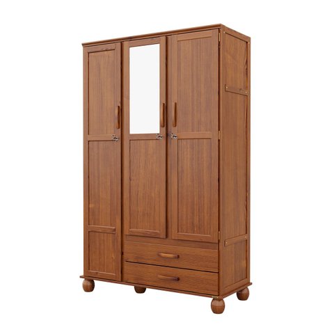 Guarda Roupa Clean com 3 Portas 2 Gavetas em Madeira Maciça