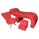 Ver imagem 1 de Kit Maca Metalasse Vermelha com Mocho e Escadinha 80 Cm Base Slk Decor Nina Vermelho