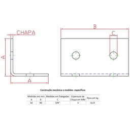 Kit de 2 Cantoneiras L 4 Furos Chapa 3mm para Guarda Corpo Forsul Preta - 2