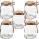 Ver imagem 1 de Kit 5 Pote Vidro Borossilicato 240ml Colher de Madeira Rolha