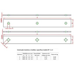 Par Chapa para emenda de viga 40cm N-2 Forsul Dourada - 2 Par Chapa para emenda de viga 40cm N-2 Forsul Dourada - 2