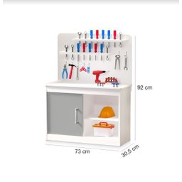 Mini Bancada de Ferramenta Infantil MDF Cinza Menino - 3