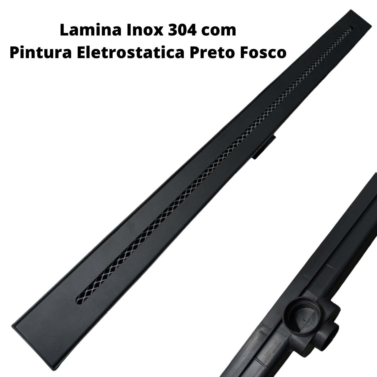 Ralo Linear Inox Preto Fosco 5x70 Ciclope Banheiro ( 5cm x 70cm ) com Tela - 2
