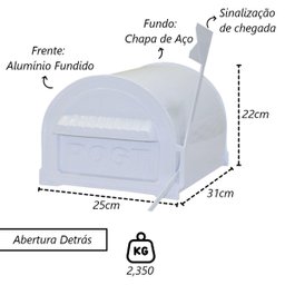 Caixa de Correio para Cartas Americana Branca com Pé 100cm - 4