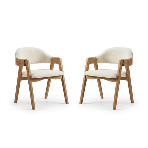 Cadeira Concha Bella Kit 2 Unidades Madeira Maciça Bouclê Off White