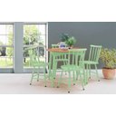Ver imagem 1 de MESA REDONDA COM 4 CADEIRAS MIMO 90CM JATOBA E VERDE SALVIA