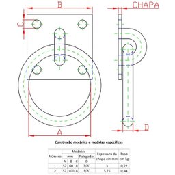 Argola para Parafusar Chapa 6x6cm N-1 Forsul Prata - 2