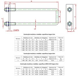 Grampo 40x5cm 7/16 N-6 Forsul Tesoura Ferragem Telhado Preto - 2