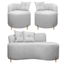 Ver imagem 1 de Sofá Namoradeira 2 Lugares Grecia Conceito Orgânico 145cm Bouclê Cinza Sofa Store
