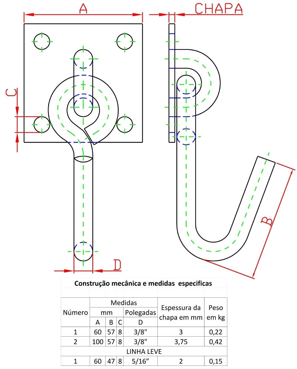 Kit Gancho de Rede Reforçado Parafusar N-1 (2 Ganchos e Parafusos) Prata - 3