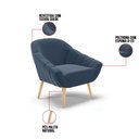 Ver imagem 6 de Kit 02 Poltronas Giovana Suede Azul Marinho Pés Palito Natural - D’Rossi