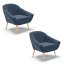 Ver imagem 1 de Kit 02 Poltronas Giovana Suede Azul Marinho Pés Palito Natural - D’Rossi