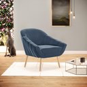 Ver imagem 2 de Kit 02 Poltronas Giovana Suede Azul Marinho Pés Palito Natural - D’Rossi