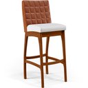 Ver imagem 3 de Kit 04 Banquetas Altas Cozinha Sala Jantar Fixa Mila B04 Couríssimo Camel Corano Branco - Lyam