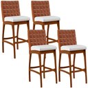 Ver imagem 1 de Kit 04 Banquetas Altas Cozinha Sala Jantar Fixa Mila B04 Couríssimo Camel Corano Branco - Lyam