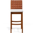 Ver imagem 6 de Kit 04 Banquetas Altas Cozinha Sala Jantar Fixa Mila B04 Couríssimo Camel Corano Branco - Lyam