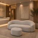 Ver imagem 4 de Kit Sofá + Puf Star 190 cm Orgânico 2 Lugares Sala Recepção:Cinza