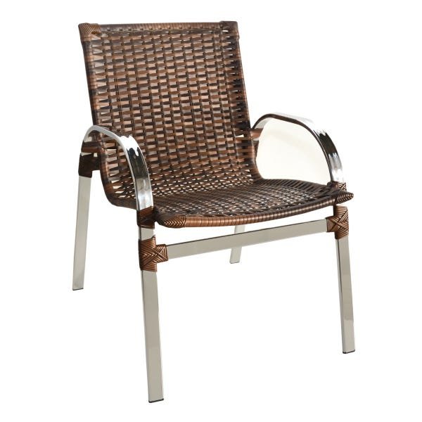 Cadeira para área externa, Piscina em Alumínio e Junco Sintético Fibra Mesclado Argila - Arte Mobili - 1