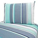 Ver imagem 1 de Jogo de Lençol Solteiro Elástico 100% Algodão Listrado Verde Água 2 Peças