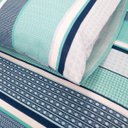 Ver imagem 2 de Jogo de Lençol Solteiro Elástico 100% Algodão Listrado Verde Água 2 Peças