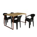 Ver imagem 1 de Mesa Jantar Manchester Canela Base Cobre com 4 Cadeiras Diamond para Sala Cozinha- Preto/cobre