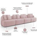 Ver imagem 4 de Sofá 5 Lugares para Sala de Estar Living 388cm Arlo F04 Veludo Rosê - Lyam Decor