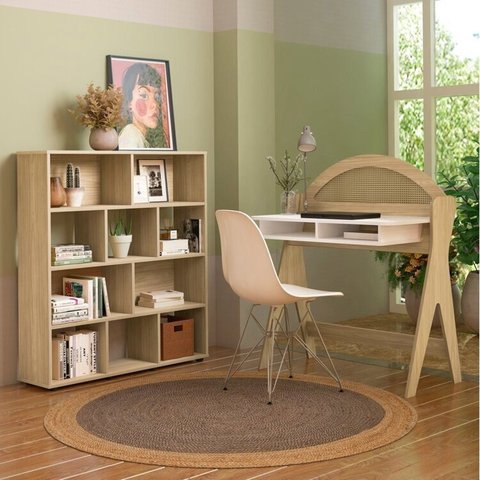 Conjunto Escrivaninha Ceci e Estante Book com Diversos Nichos