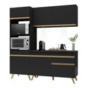 Ver imagem 1 de Armário de Cozinha Compacta 182cm com Leds Veneza Up Multimóveis V2019 Preto/Dourado